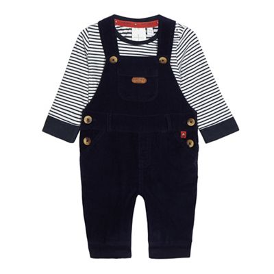 J by Jasper Conran Baby boys' navy cord dungarees and striped onesie set